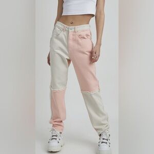 The Ragged Priest Womens Equilibrium Mom Jeans Pink Beige Size 26